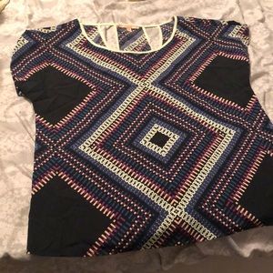 Cap Sleeve Patterned Blouse with cute back detail!